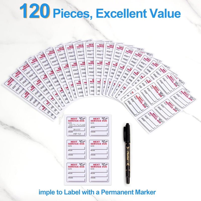 GUEER for Oil Change Sticker Static Cling, Clear Stickers 120 Pcs 2”x 2” Next Service Due Sticker for Windshield, Easy to Peel with No Residue for Car Auto Vehicle Window (Red3) - Image 3